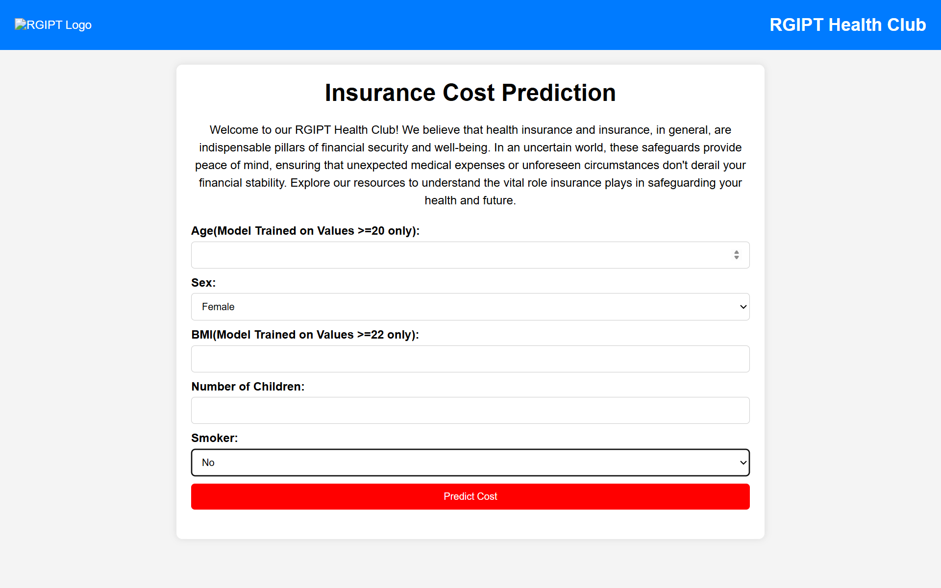 Insurance Cost Predictor
